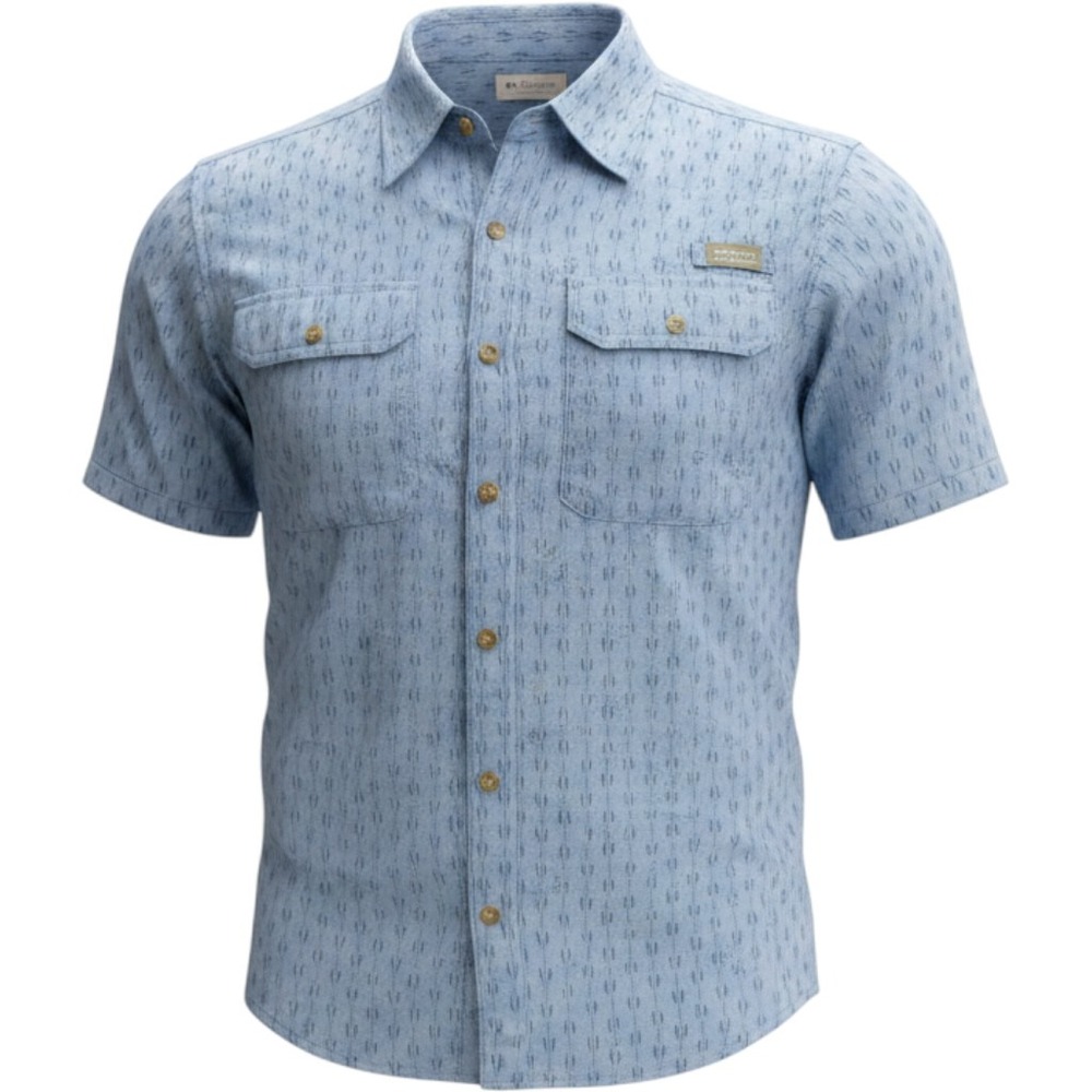 Eddie Bauer Mens Large Blue Short Sleeve Button Down Mesh Back Utility Shirt